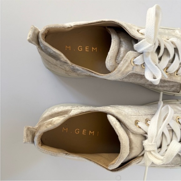 M Gemi Palestra Velvet Sneakers Italian Designer Shoes Beige Size 38 US 7.5 8 - Picture 4 of 12